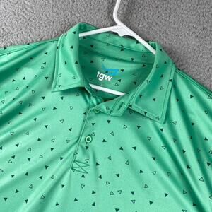 TGW Polo Golf Performance Stretch Polyester Shirt Men's XL Green Geometric
